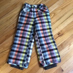 Girls checkered snow pants